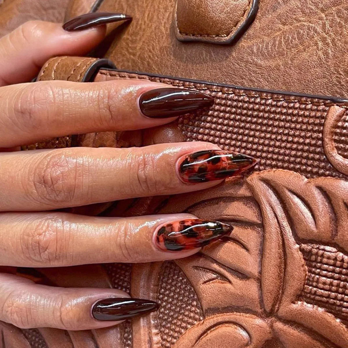Espresso Tortoise shell nails